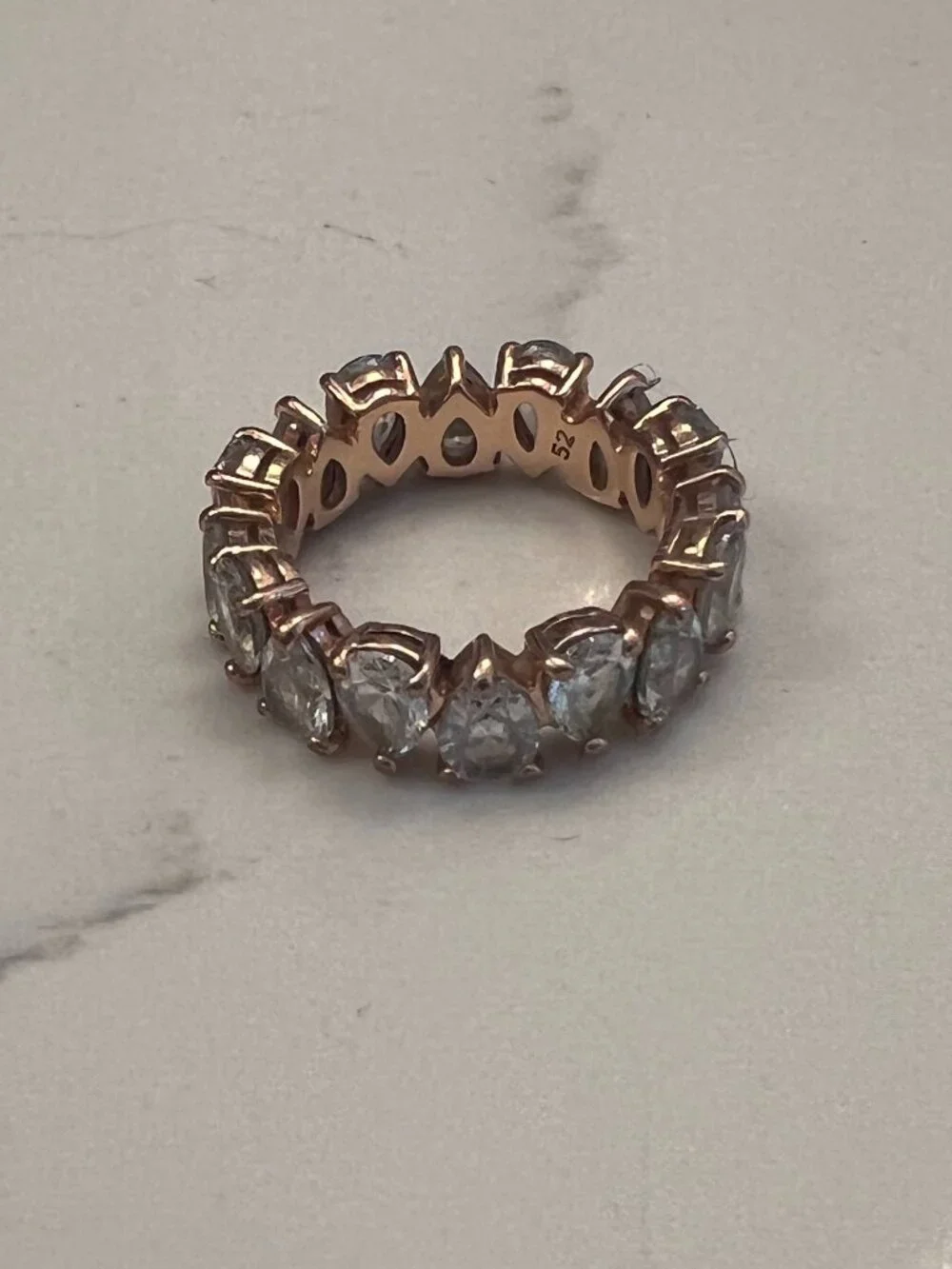 Pandora Alternating Sparkling Band Ring - Rose Gold